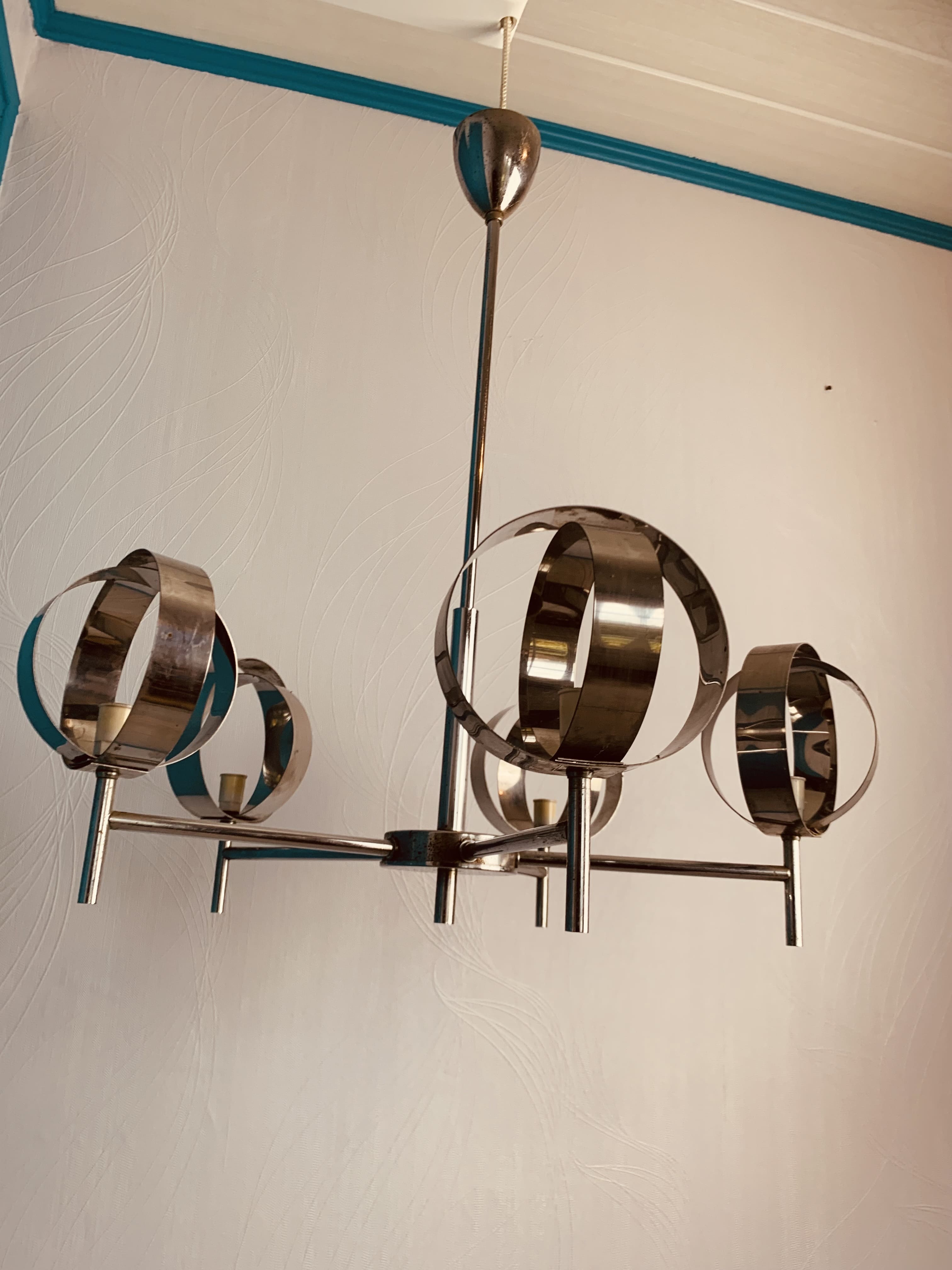 Chrome chandelier 5 spheres