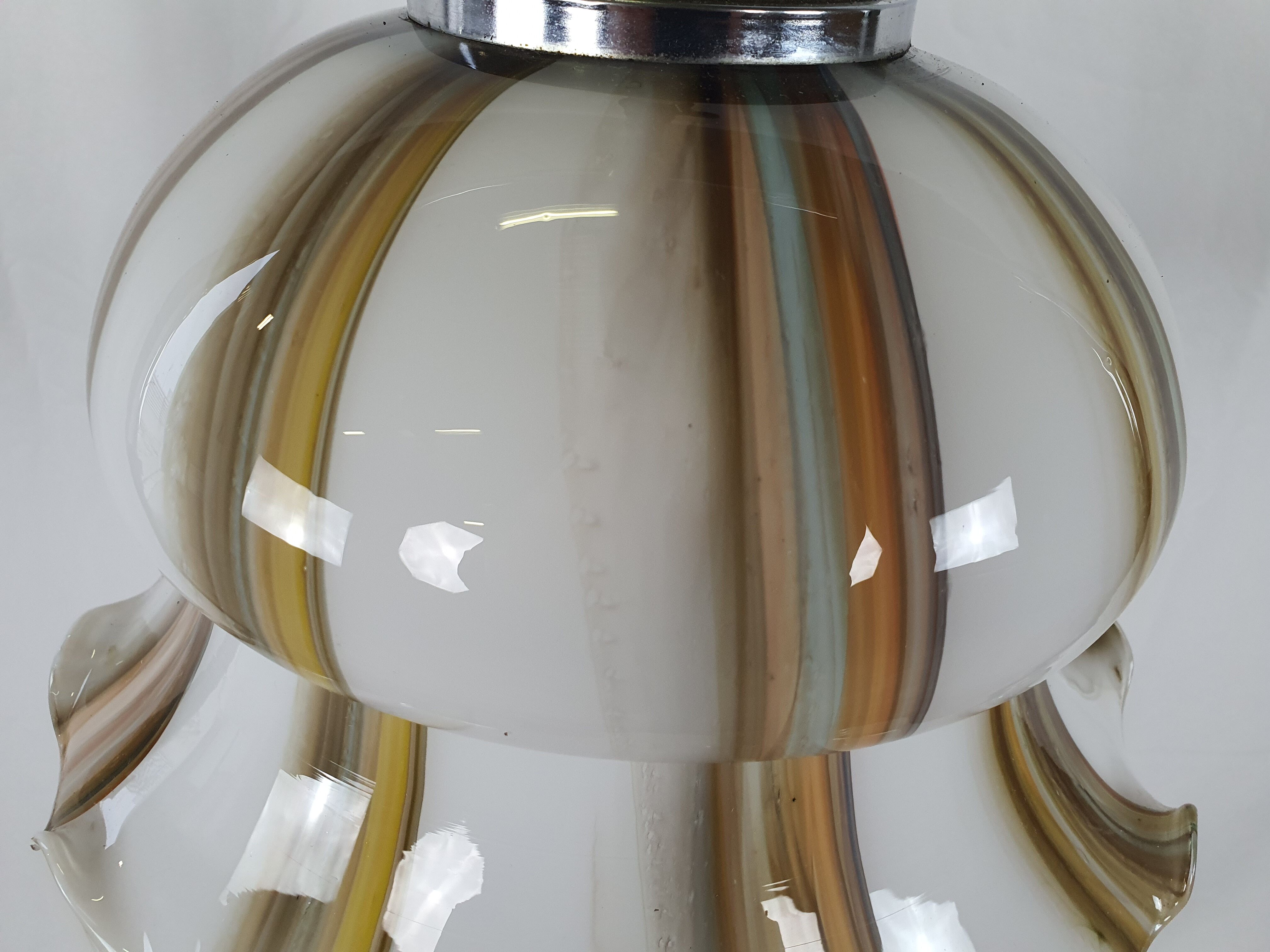 Chandelier in white and multicolored Murano glass