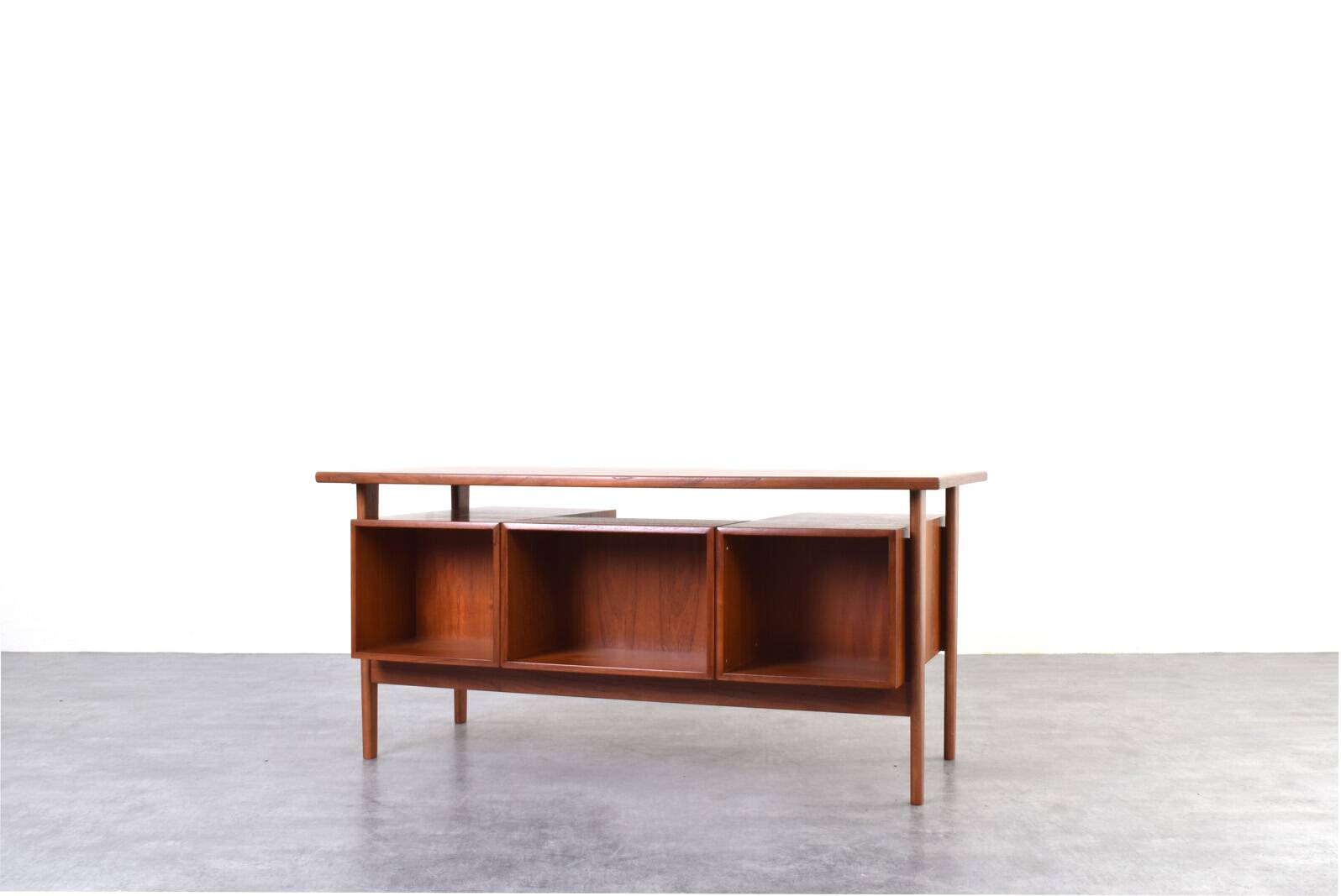 Mid-Century Danish Teak Executive Desk by Kai Kristiansen for FM Møbler