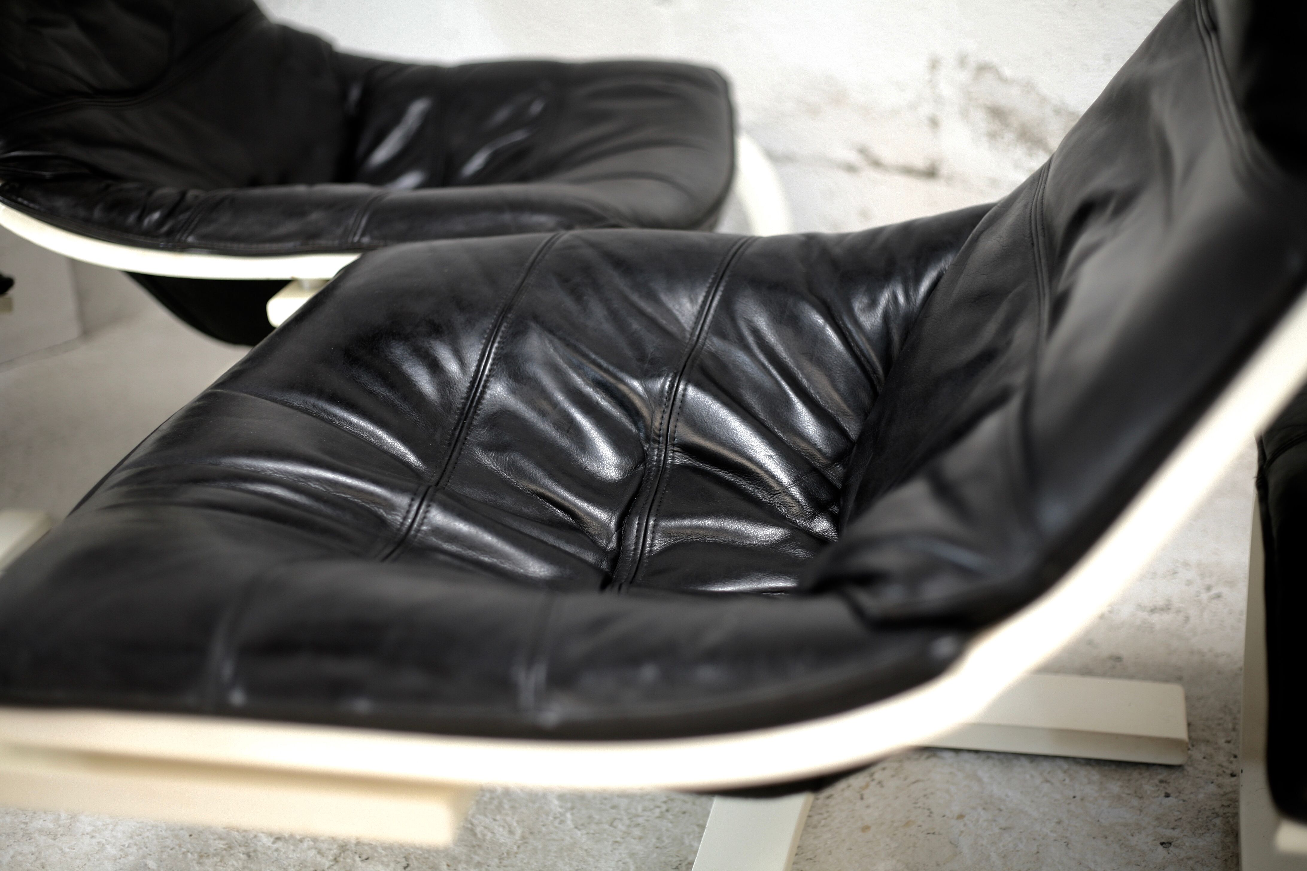 Pair of armchairs and ottomans Nelo Sweden, Sweden, circa 1975