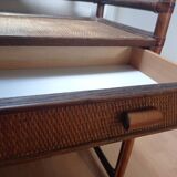 Coiffeuse en rotin avec son tabouret