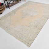 7x10 Light Yellow & Beige Vintage Rug 203x297Cm SK 21426