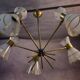 Diabolo design chandelier in frosted and chiseled glass with floral decoration, 1950s