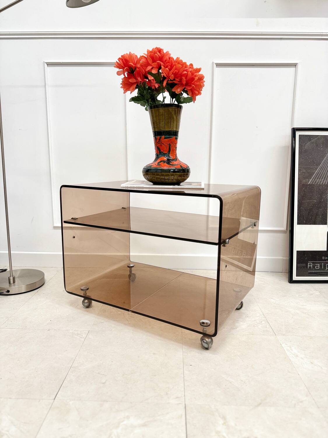 Smoked plexiglass coffee table