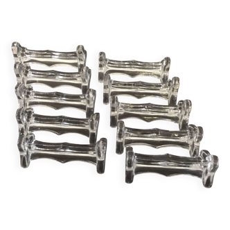 10 molded glass knife holders - art deco.vintage