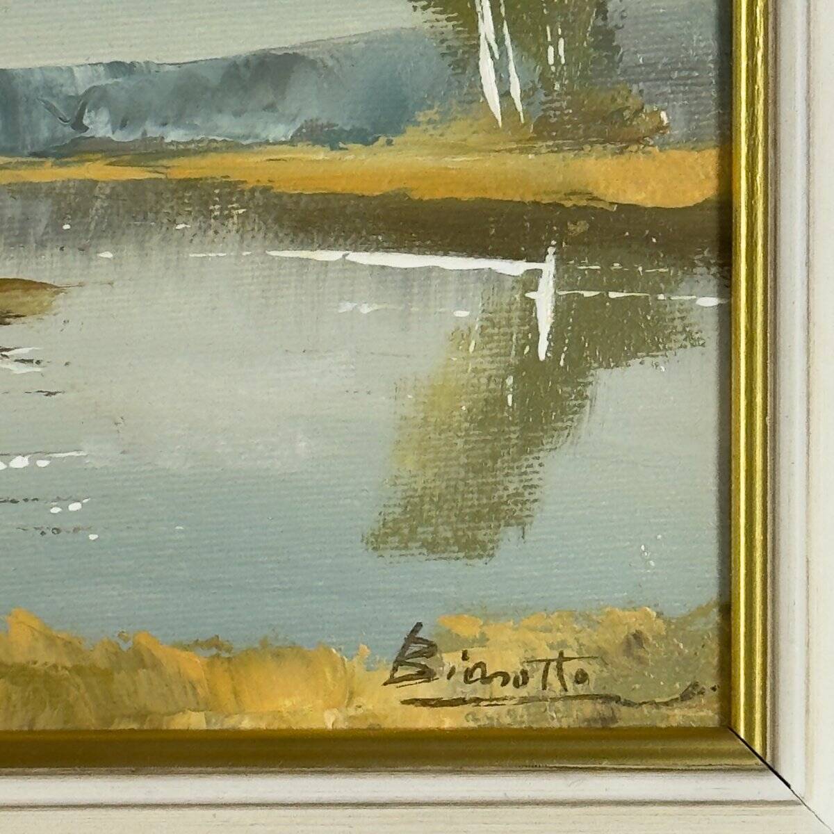 Original oil painting of a landscape, Italy 1960s, signed, framed.