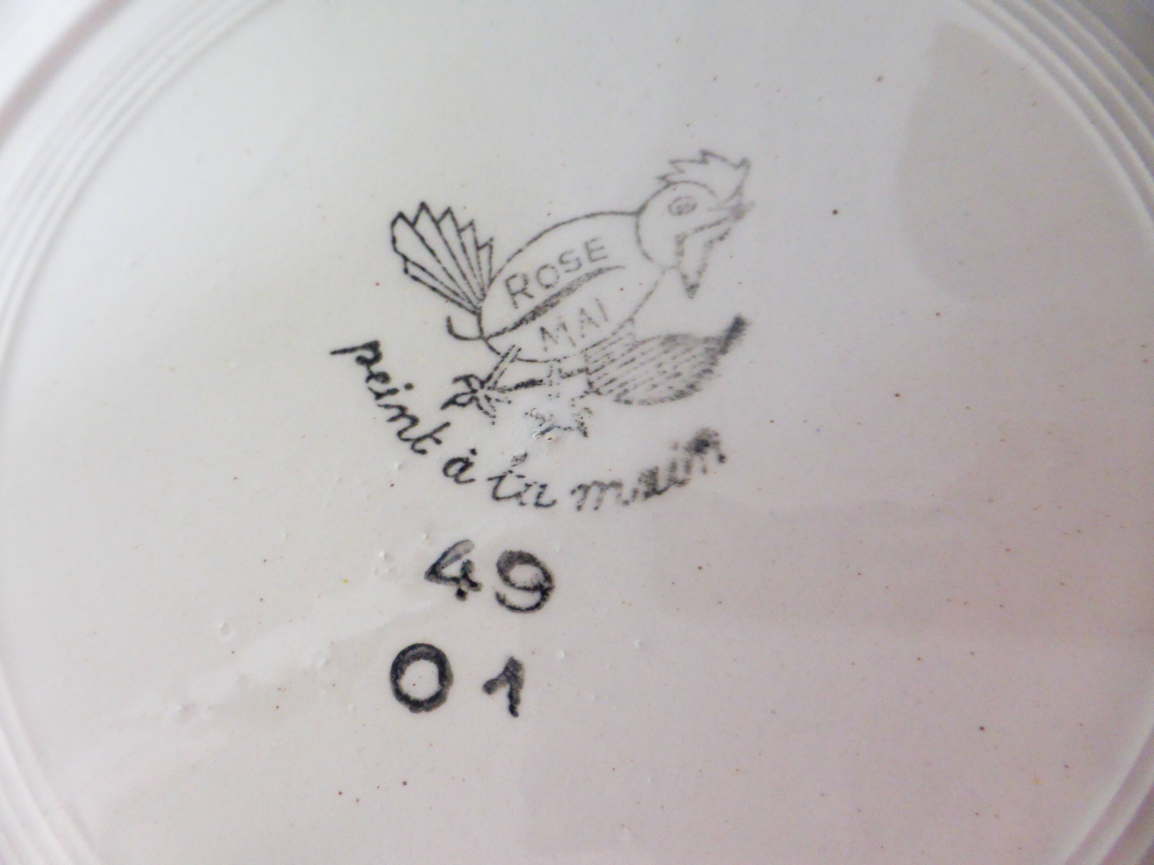 5 assiettes plates modèle Rose Mai