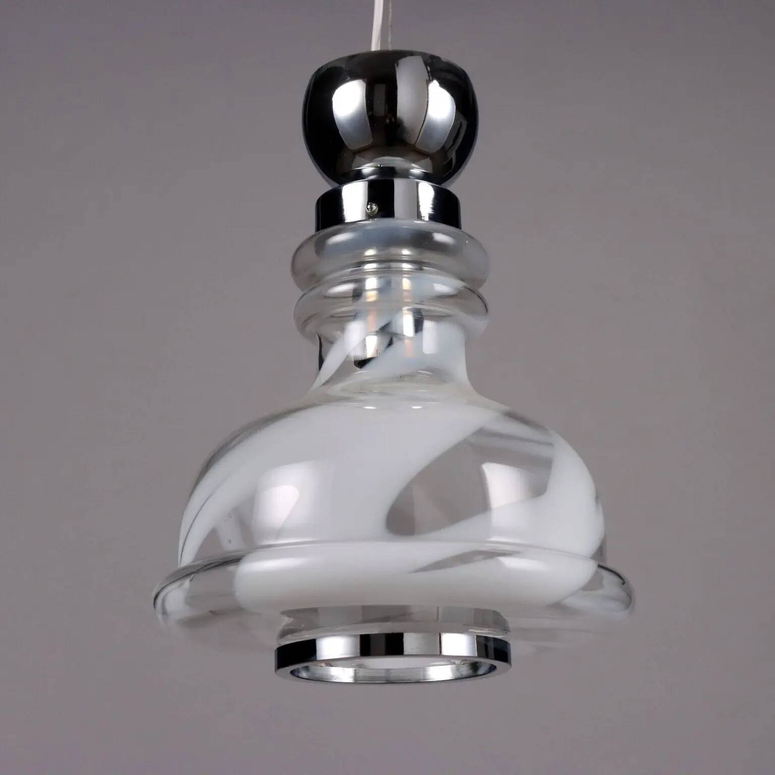 1970s vintage suspension in glass and metal, Italy