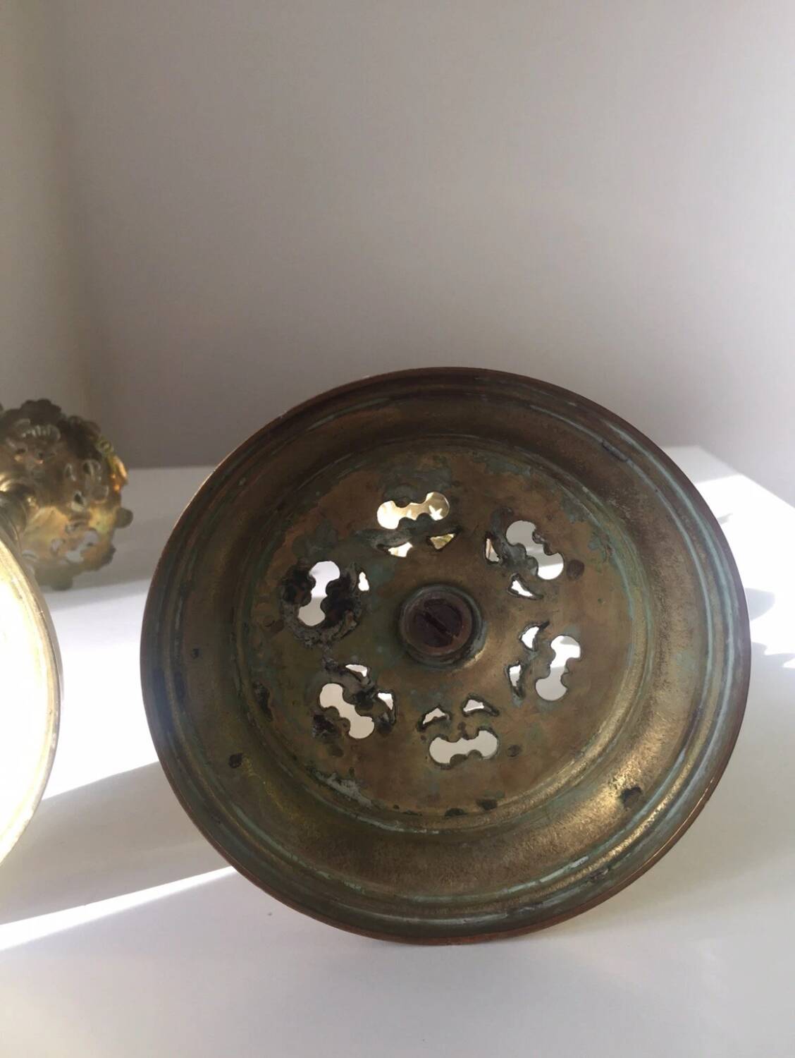 Pair of Vintage Brass Gold Metal Chandeliers