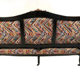 Large Napoleon III bench in blackened wood