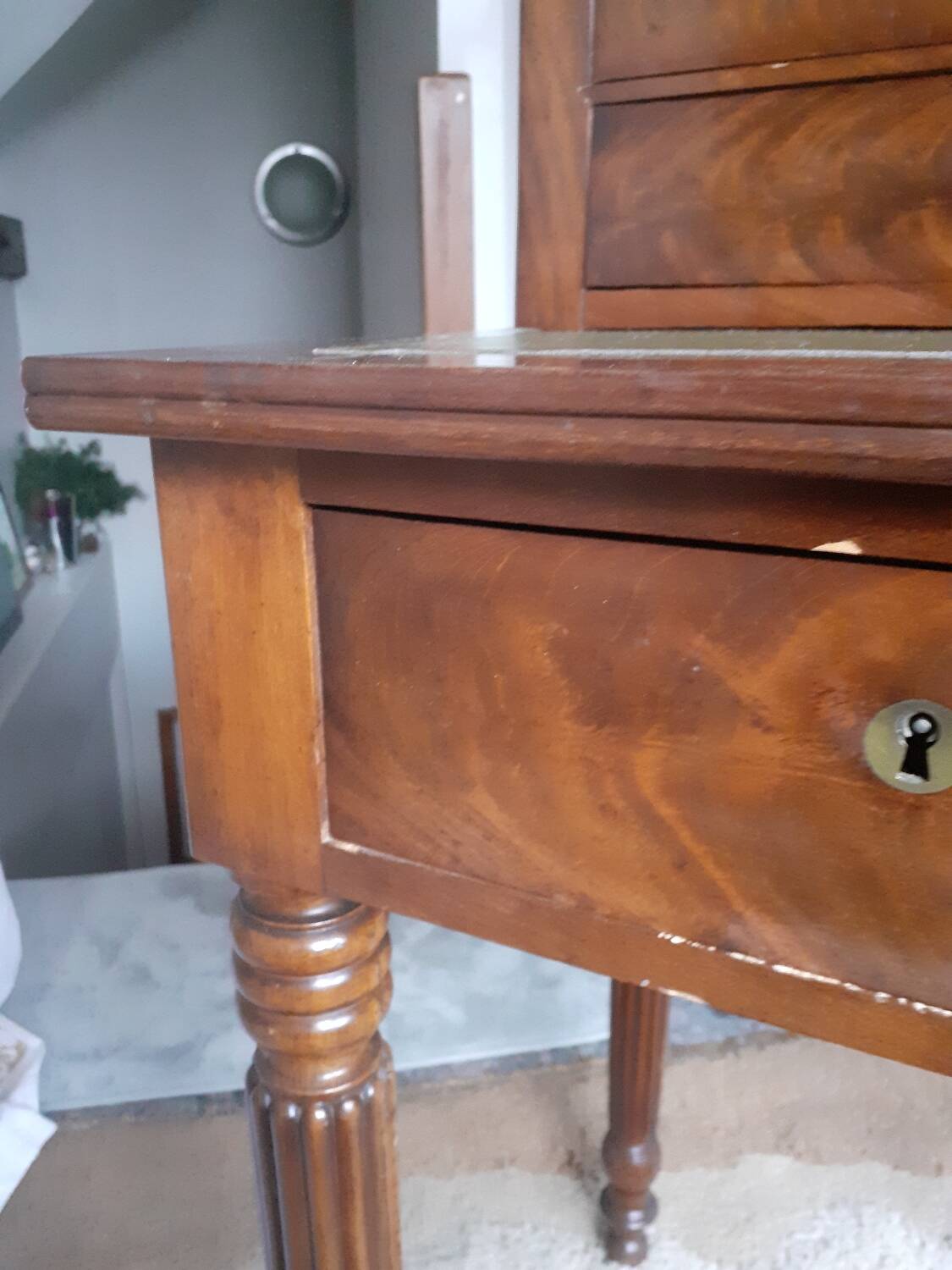 Louis Philippe style mahogany stepped desk