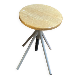 Tabouret vintage rond en bois et métal