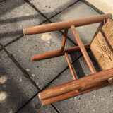 Tabouret brutaliste rotin
