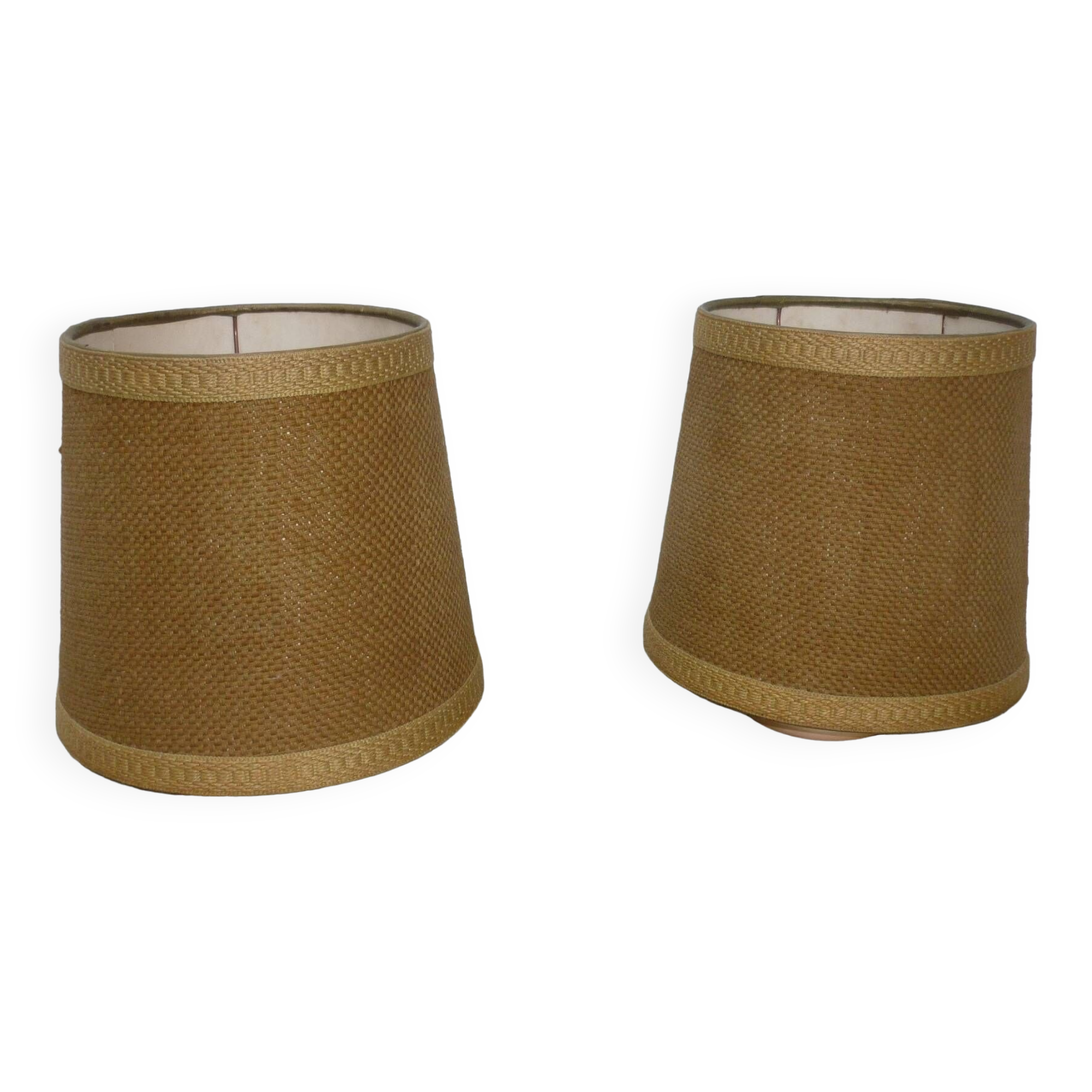 Paire d'abat-jour en jute beige foncé