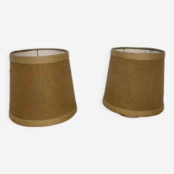 Pair of dark beige jute lampshades