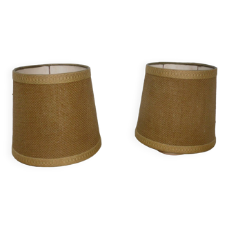 Pair of dark beige jute lampshades