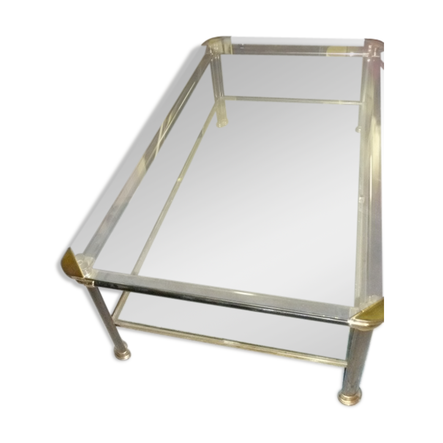 Brass and glass coffee table