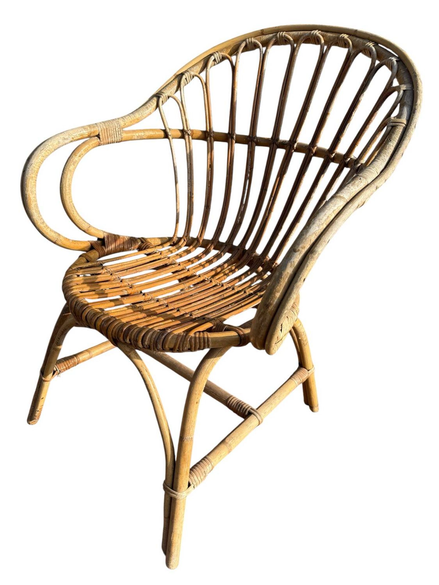 Set of 4 rattan armchairs from the 1960s, France.