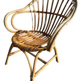 Set of 4 rattan armchairs from the 1960s, France.