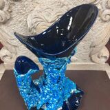 Large ceramic vase fatlava sea foam signed Vallauris