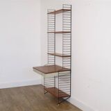 Teak wall-mounted shelf/desk, string design 1960