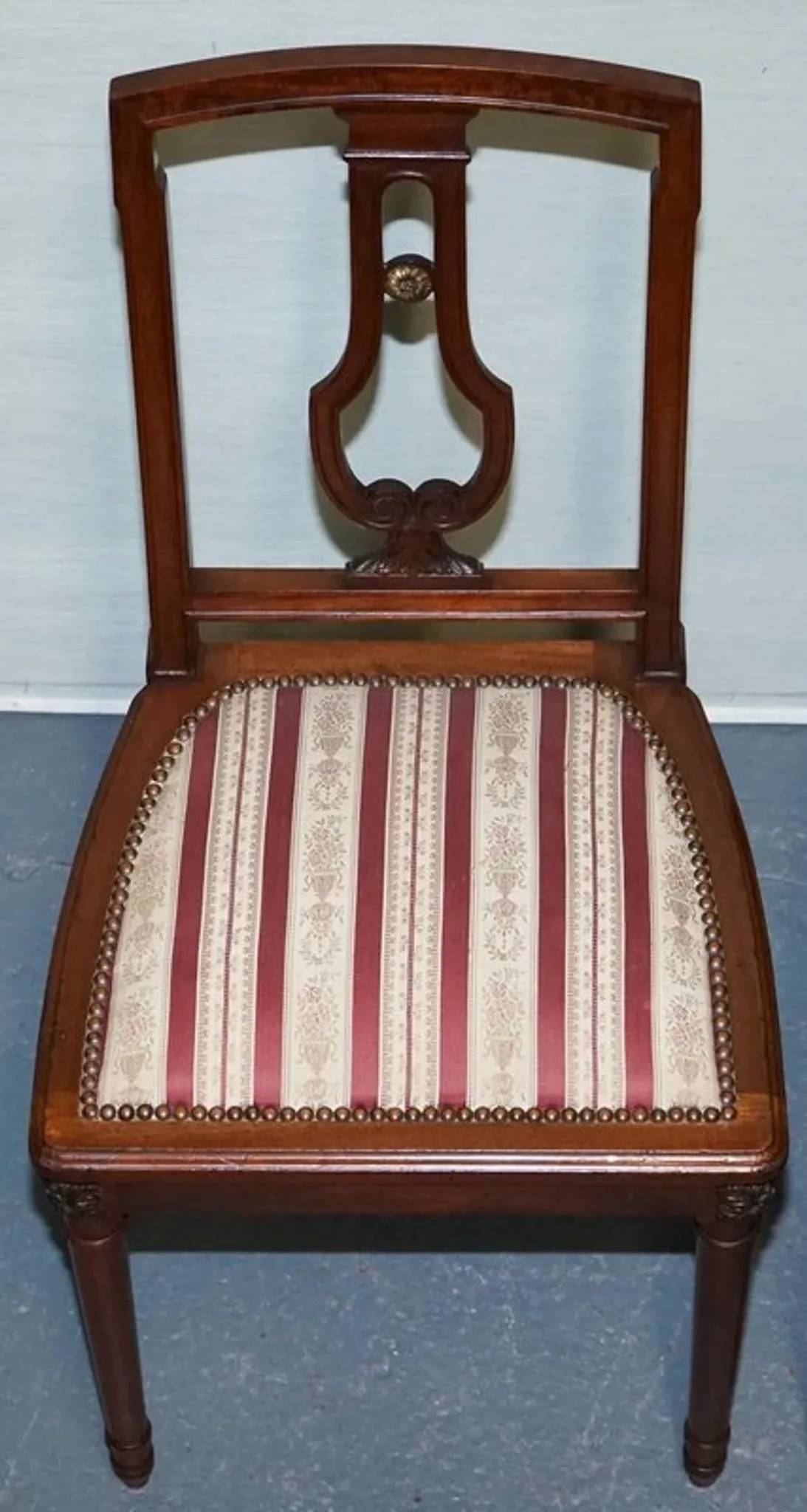 Set of Vintage Wooden Dining Chairs with Carved Details
