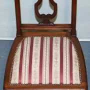 Set of Vintage Wooden Dining Chairs with Carved Details