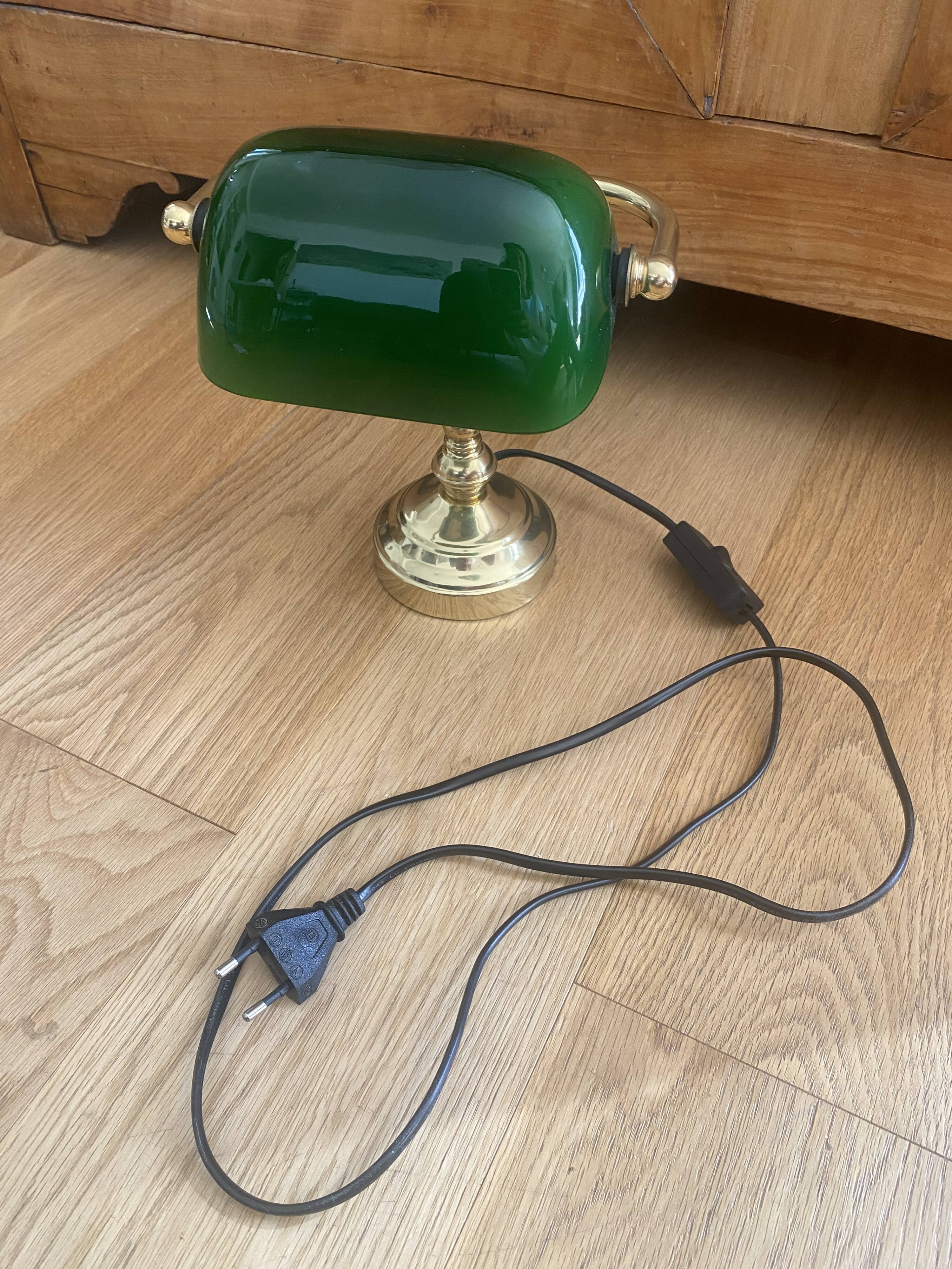 Banker's lamp notary brass and green opaline