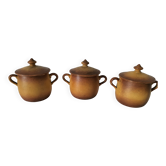 Trio de mini cocottes Pillivuyt en porcelaine – années 30-40