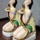 Pair of polychrome porcelain night light statues in Art Nouveau style