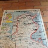 School map Afrique Occidentale au recto et Tunisie au verso Vidal Lablache
