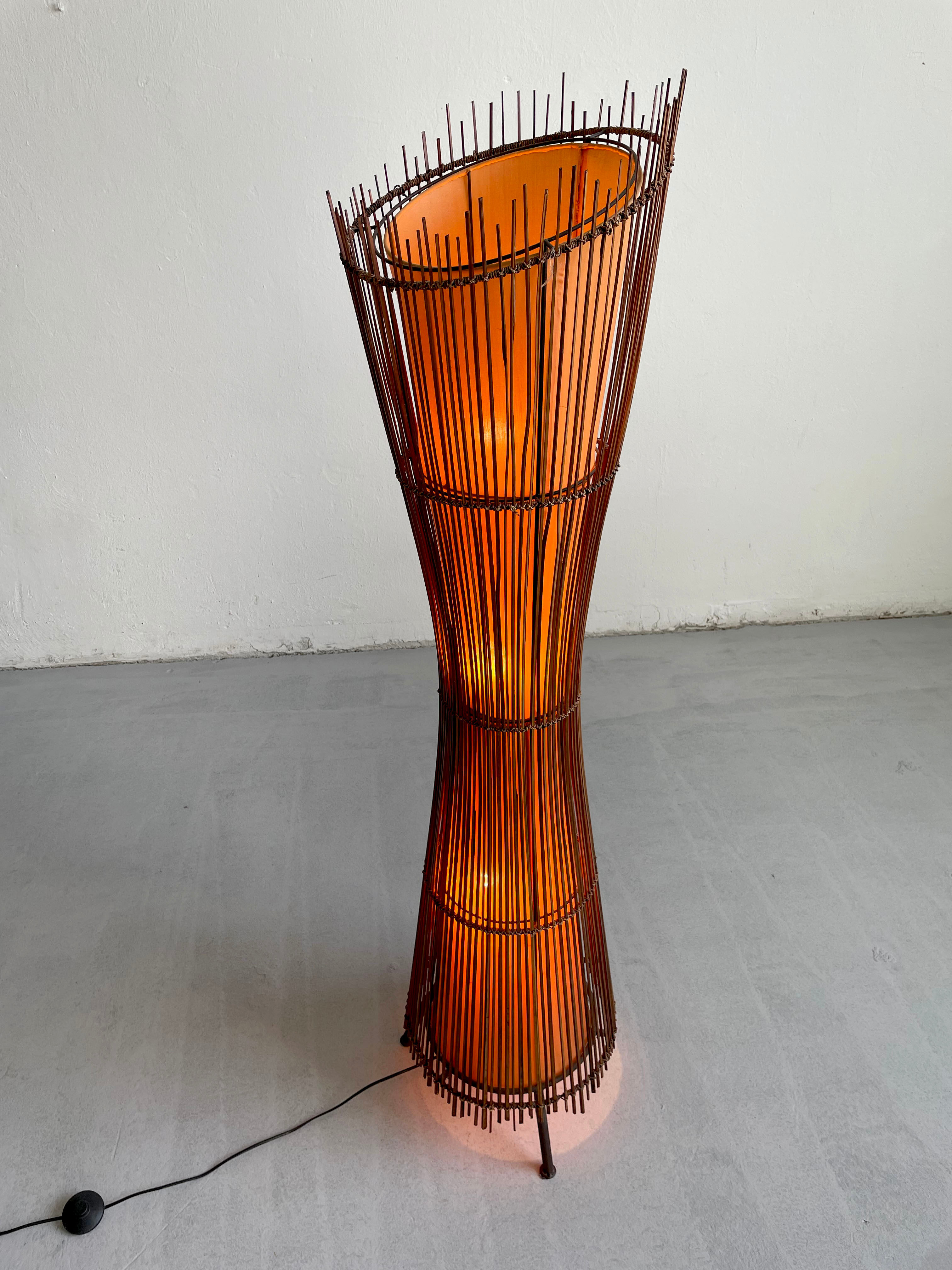 Vintage French 1980's Sculptural Floor Lamp Kobe; Japandi Organic Form