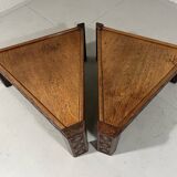 Brutalist triangular shaped oak coffee side tables 1970’s