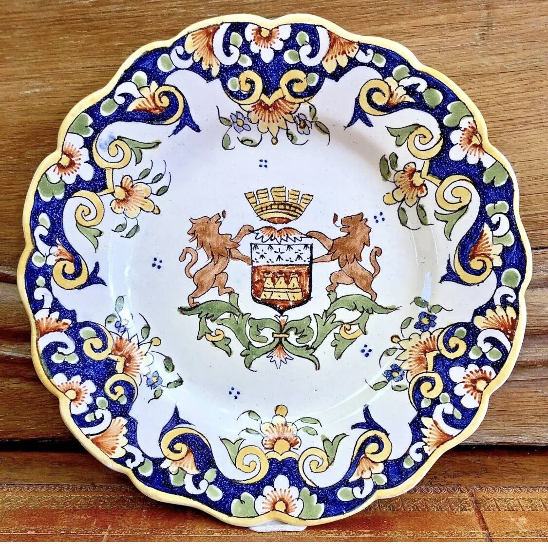 6 old dessert plates Desvres Fourmaintraux Rouen model Dinan 2