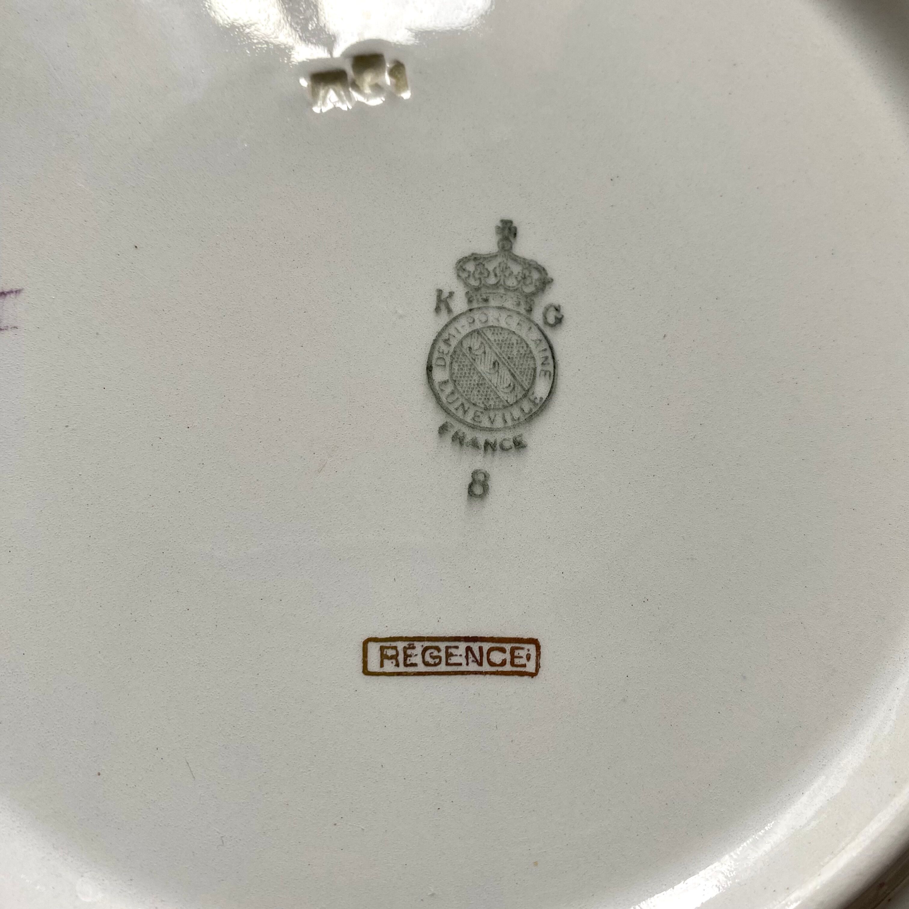 Dessert service plates and dish in Luneville porcelain