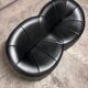 Pumpkin 2-seater sofa in black leather – Pierre Paulin for Ligne Roset,