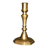 Bougeoir ancien chandelier octogonal en bronze Régence 19e s.