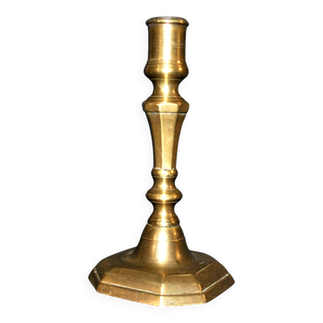 Antique octagonal candlestick in Regency bronze from the 19th century.
