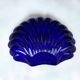 Silver-plated shell butter dish and vintage blue bowl from the 70s.