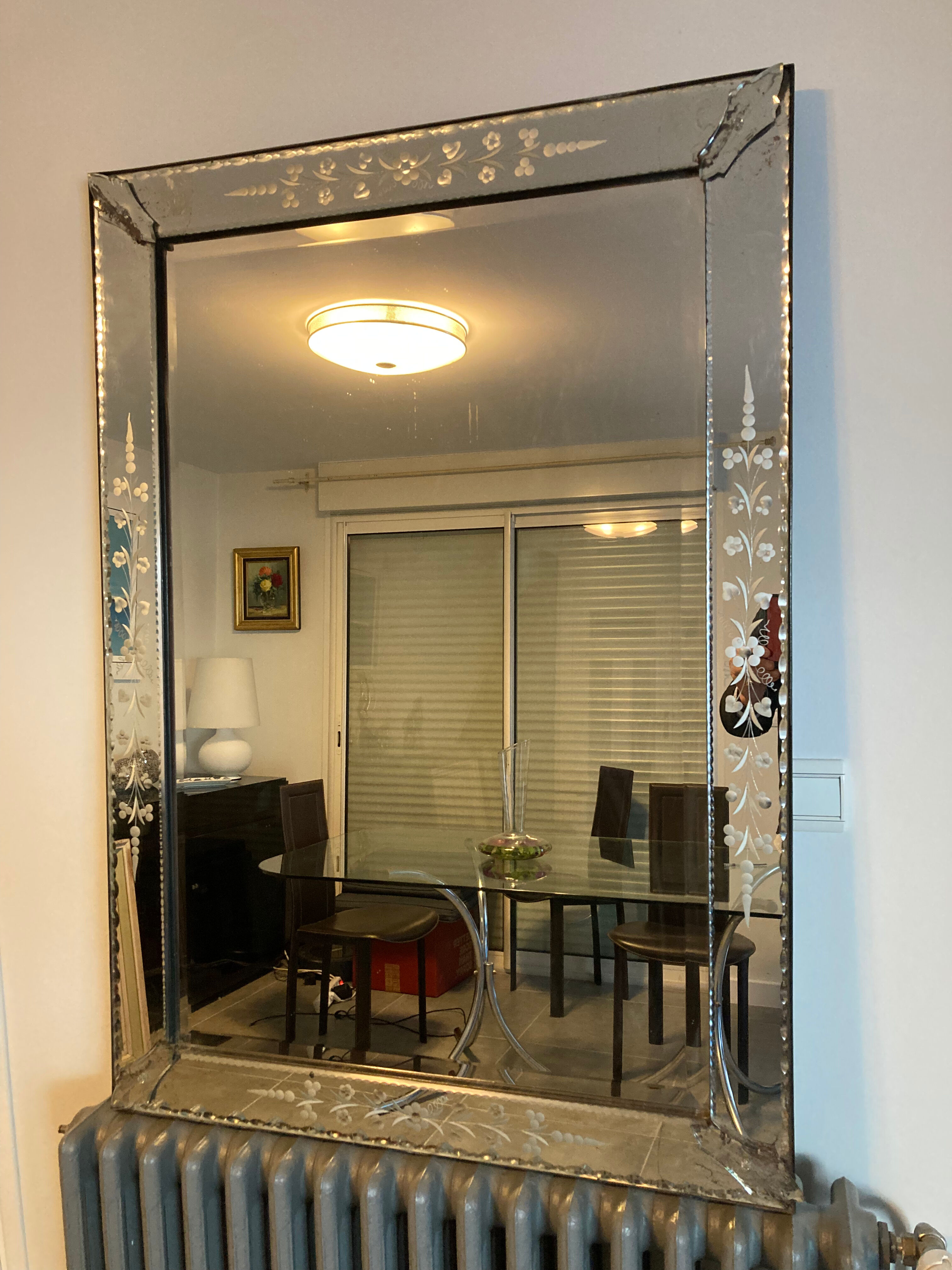 Miroir venitien biseaute de grand forma