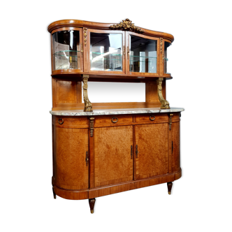 Louis XVI library buffet in magnifying glass and gilded bronzes around 1880