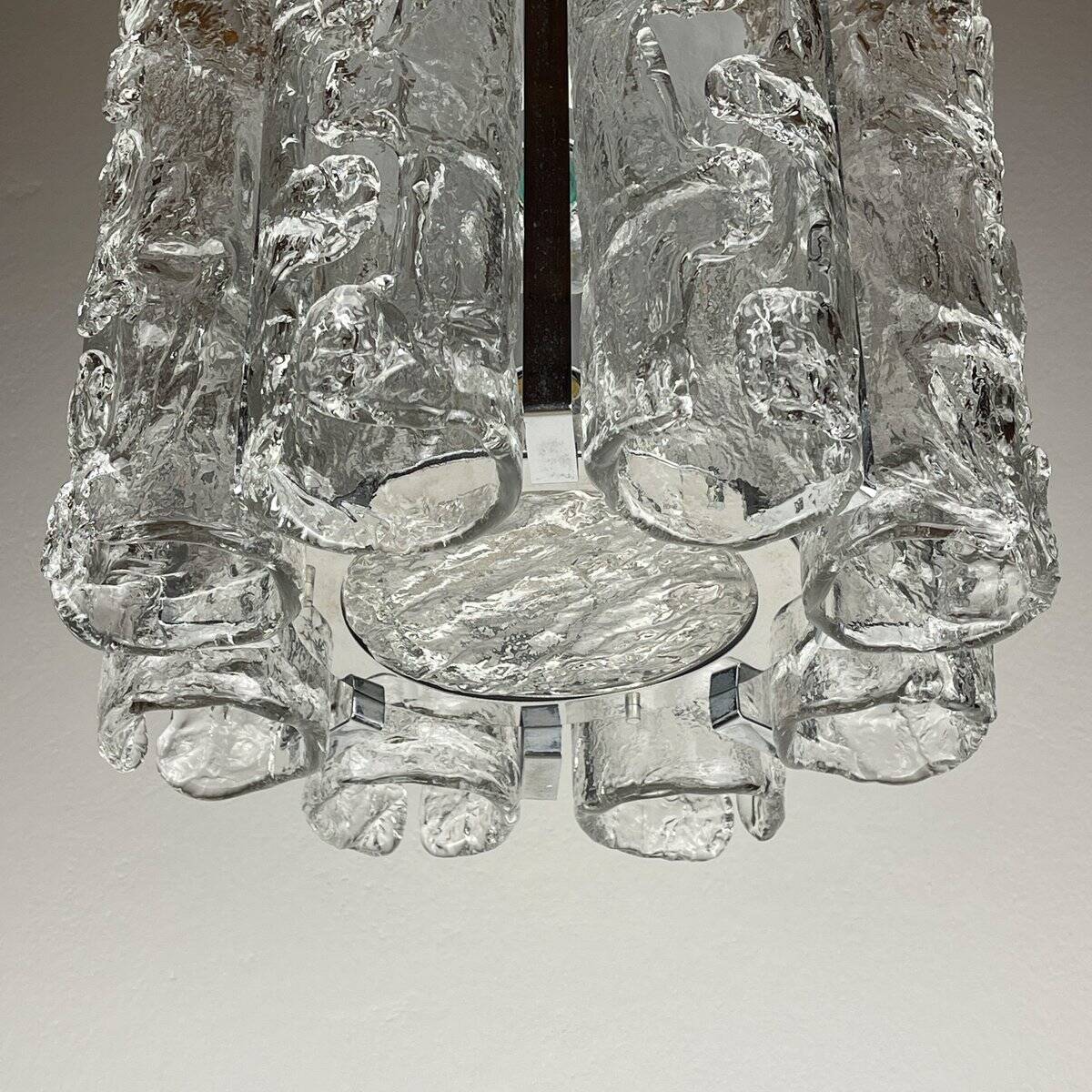 Vintage Ice Murano Chandelier by AV Mazzega, Italy, 1970s