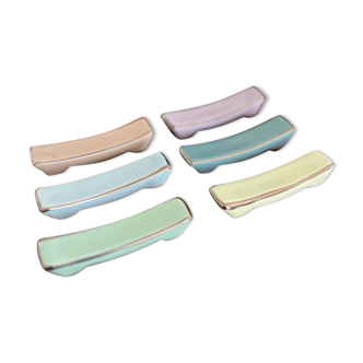 lot de 6 portes couteaux en céramique vintage pastel - décoration table fes