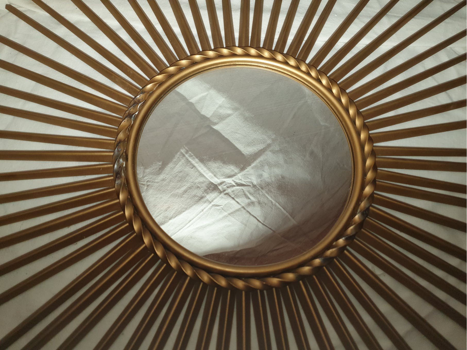 Chaty Vallauris sun mirror in gilded metal of 71 cm signed 50's / 60's
