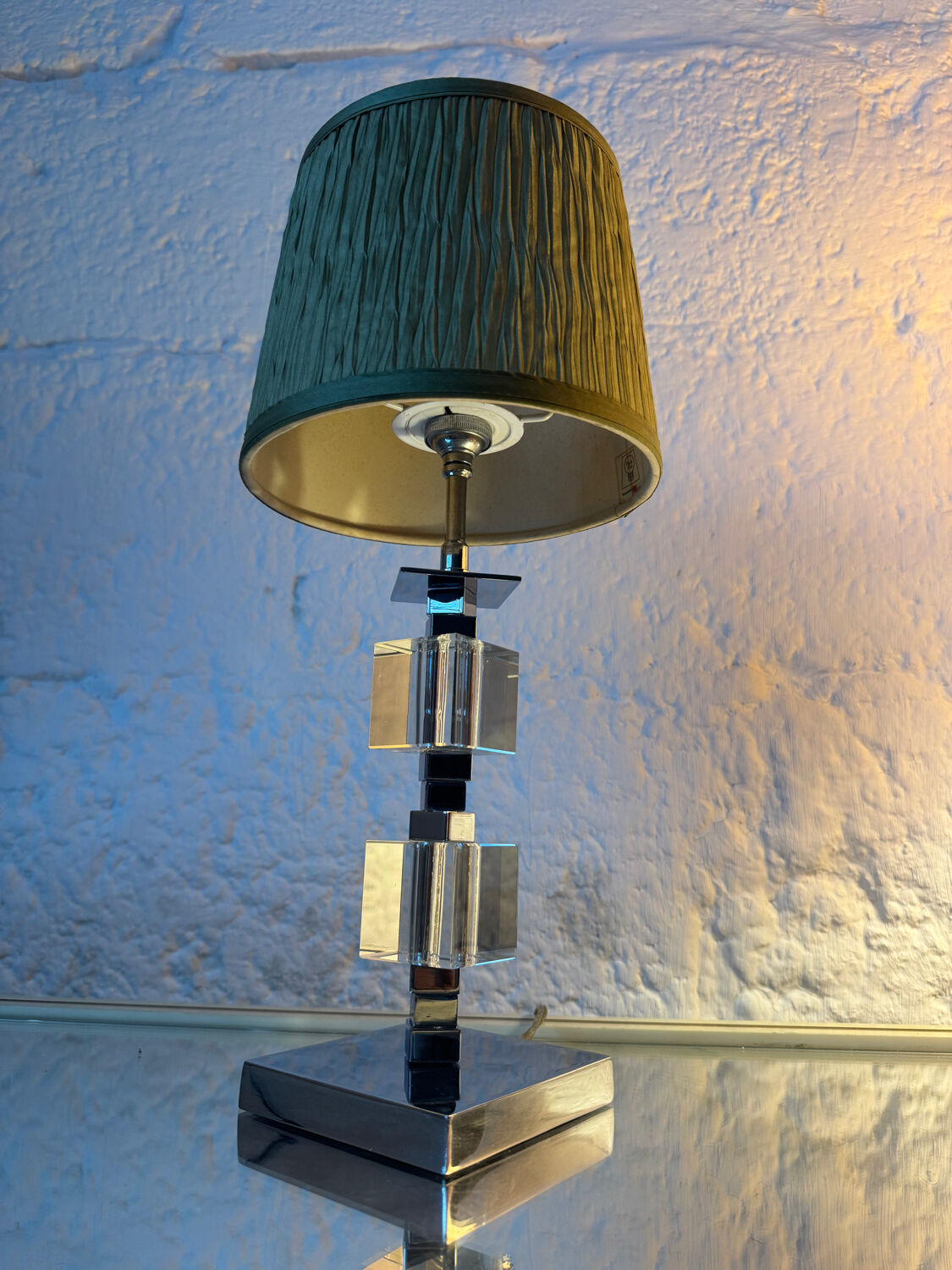 Art Deco lamp in chrome and crystal