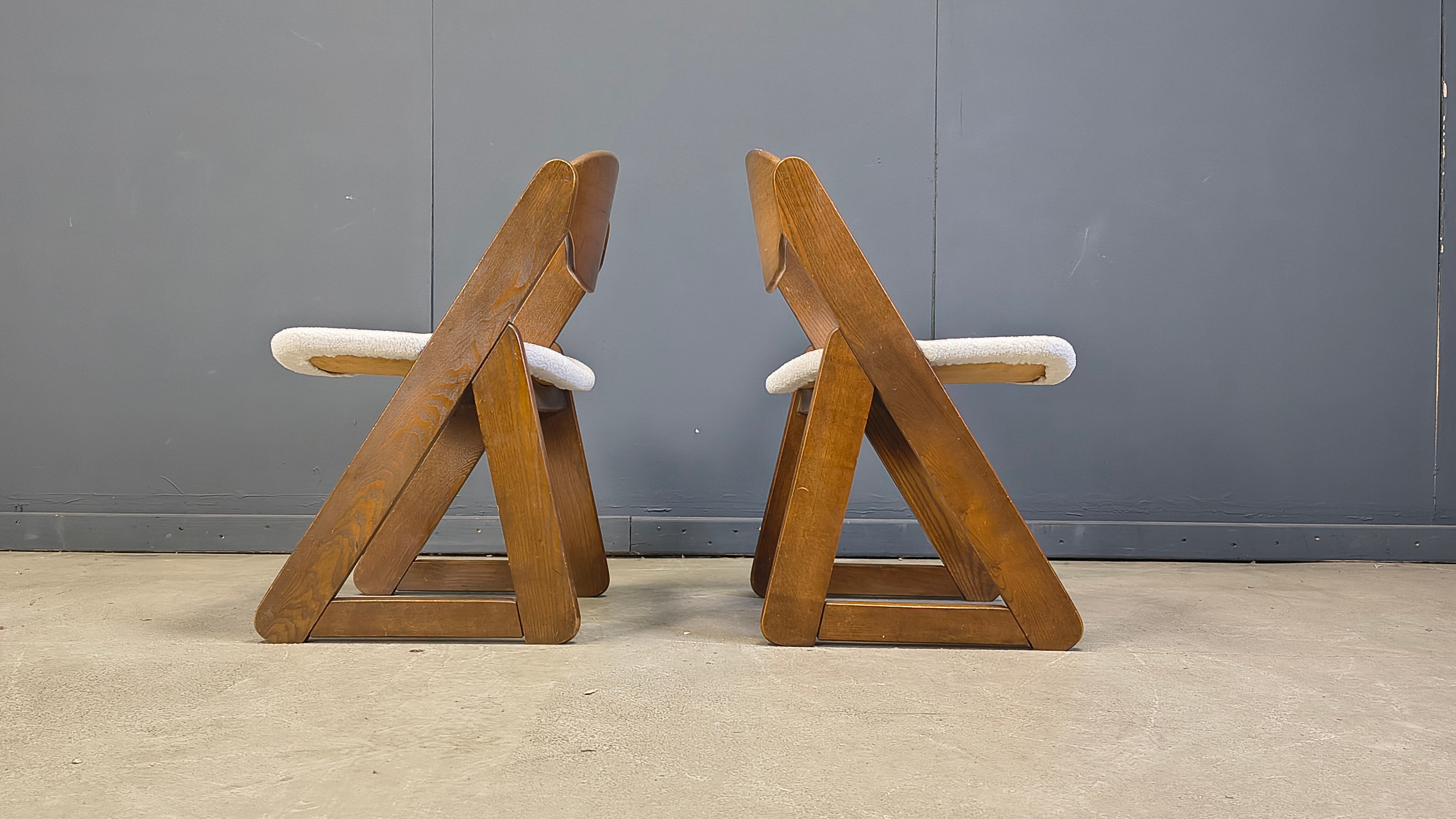 Chaises de salle à manger brutalistes vintage, ensemble de 6 - années 1960