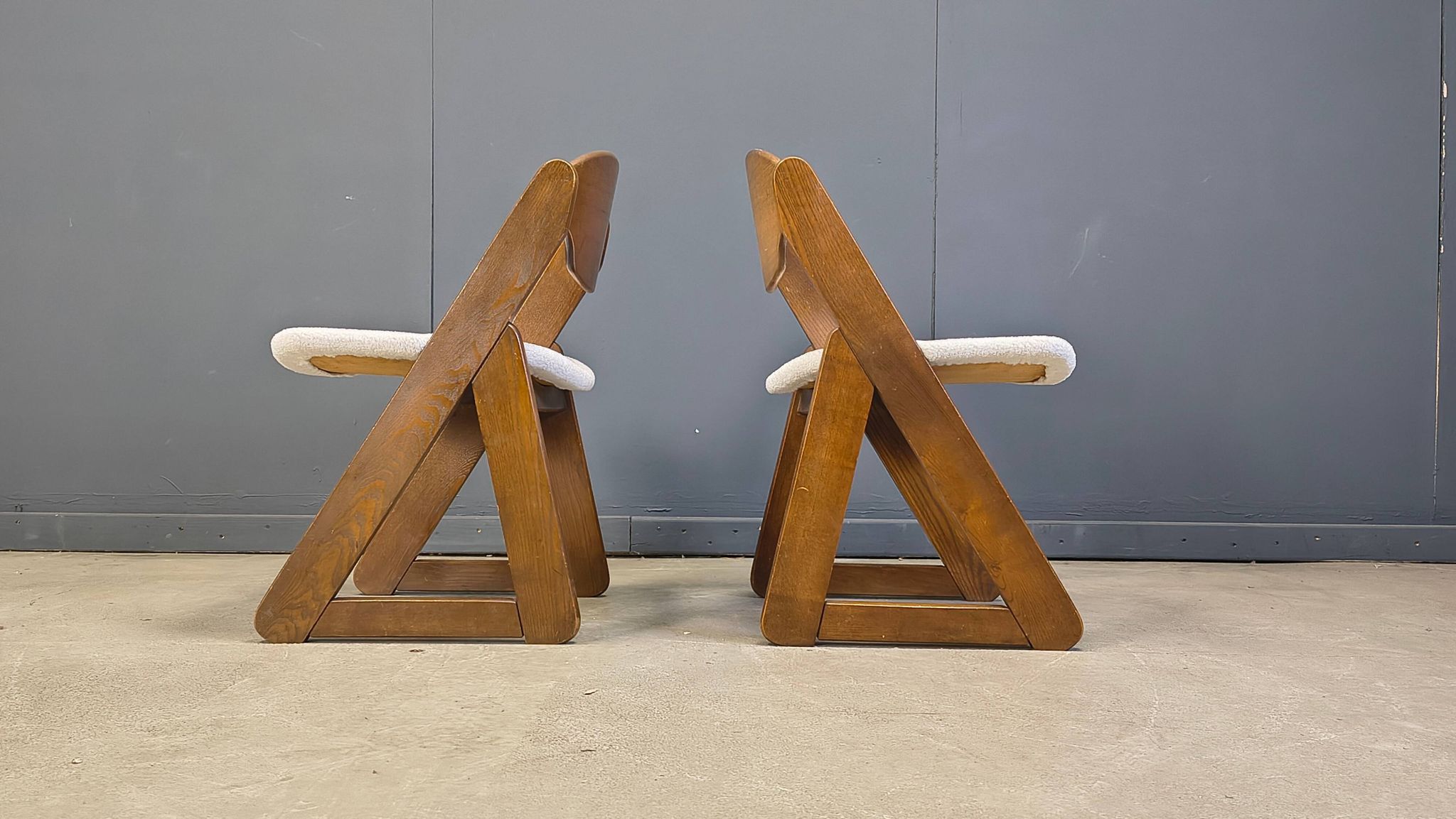 Vintage brutalist dining chairs, set of 6 - 1960s