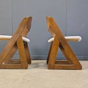 Vintage brutalist dining chairs, set of 6 - 1960s