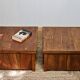 Pair of handcrafted walnut bedside tables from the 20th century.