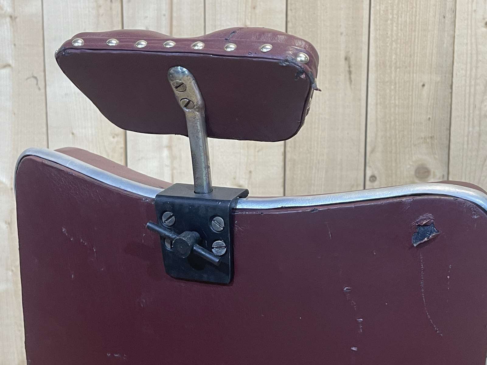 1950s hairdresser's chair covered with skaï - slightly reclining backrest